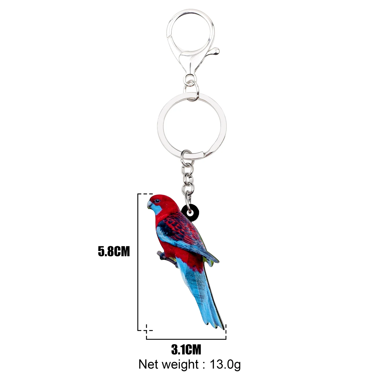 Bonsny акриловый малиновый брелок для ключей Rosella Parrot Bird кольцо с тропическим