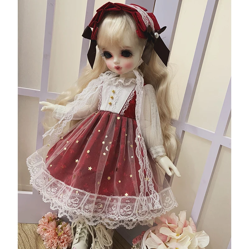Одежда для куклы 1/6 1/4 платье принцессы красное + украшение волос BJD аксессуары Blyth
