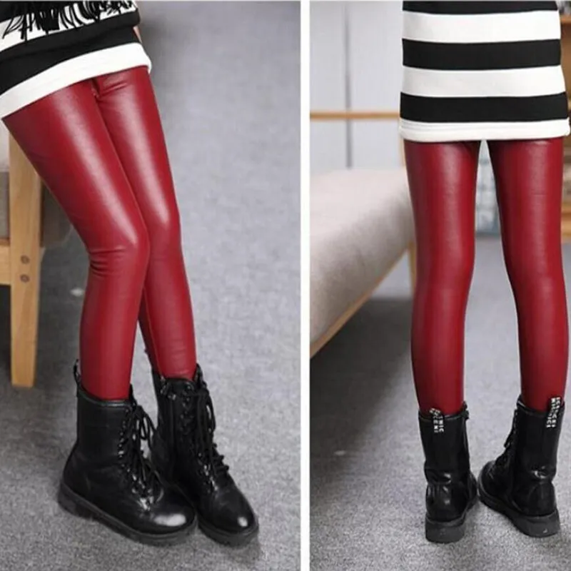 Леггинсы из искусственной кожи для девочек демисезонные|girls pencil pants|skinny girlgirls leggings