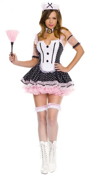 

Sexy Pink Naughty French Maid Costume