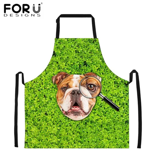 FORUDESIGNS/забавные щенки лицо кошка собака печати Кухня фартук милые барбекю Avental де Cozinha Divertido фартук поварской фартуки для взрослых - Цвет: HB0231R