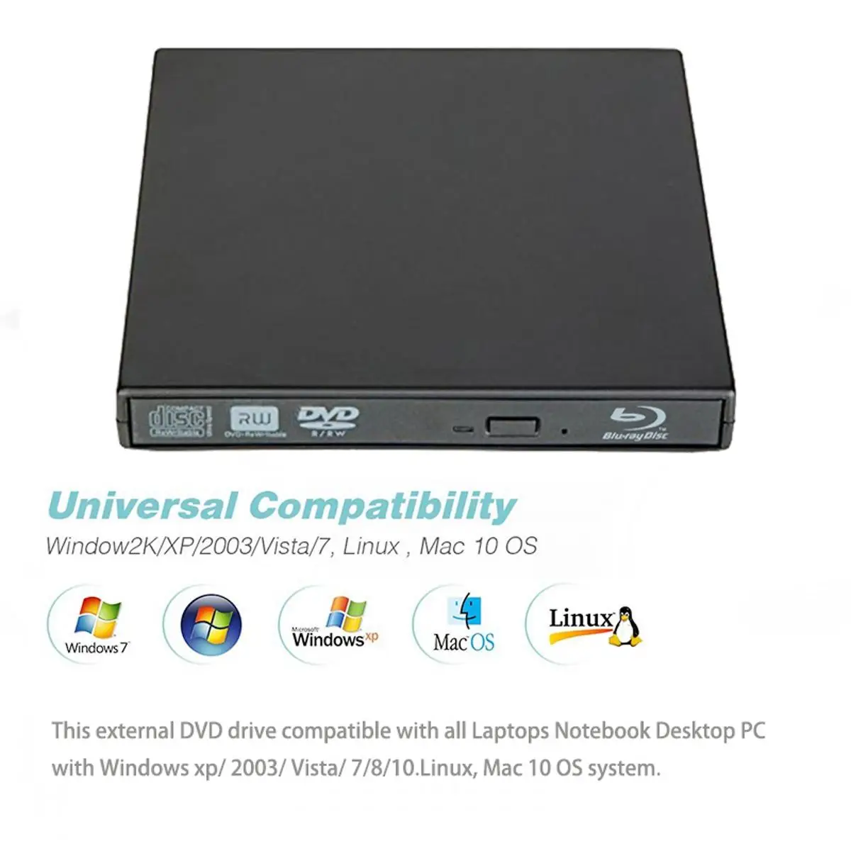 Черный тонкий внешний USB 2 0 Корпус чехол для 12 7 мм SATA CD DVD горелки оптический