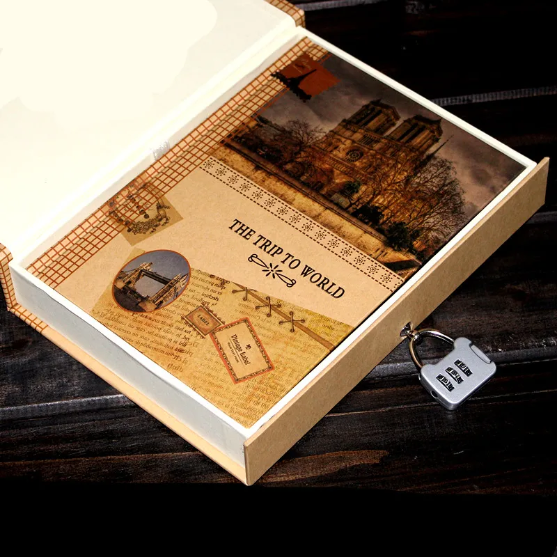 Пароль модный винтажный дневник с замком в коробке школьный блокнот lockbutton