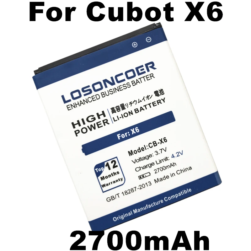 LOSONCOER 2700 мАч для смартфона Cubot X6|battery for mobile|battery phonebattery |