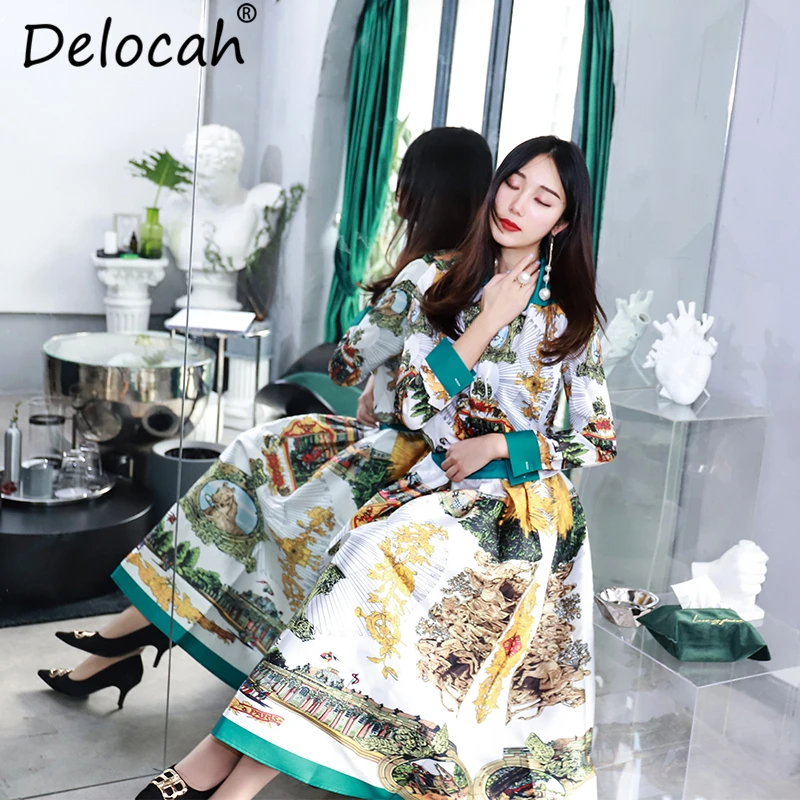 Delocah/осенний Женский комплект модный Дизайнерский Костюм простая рубашка с