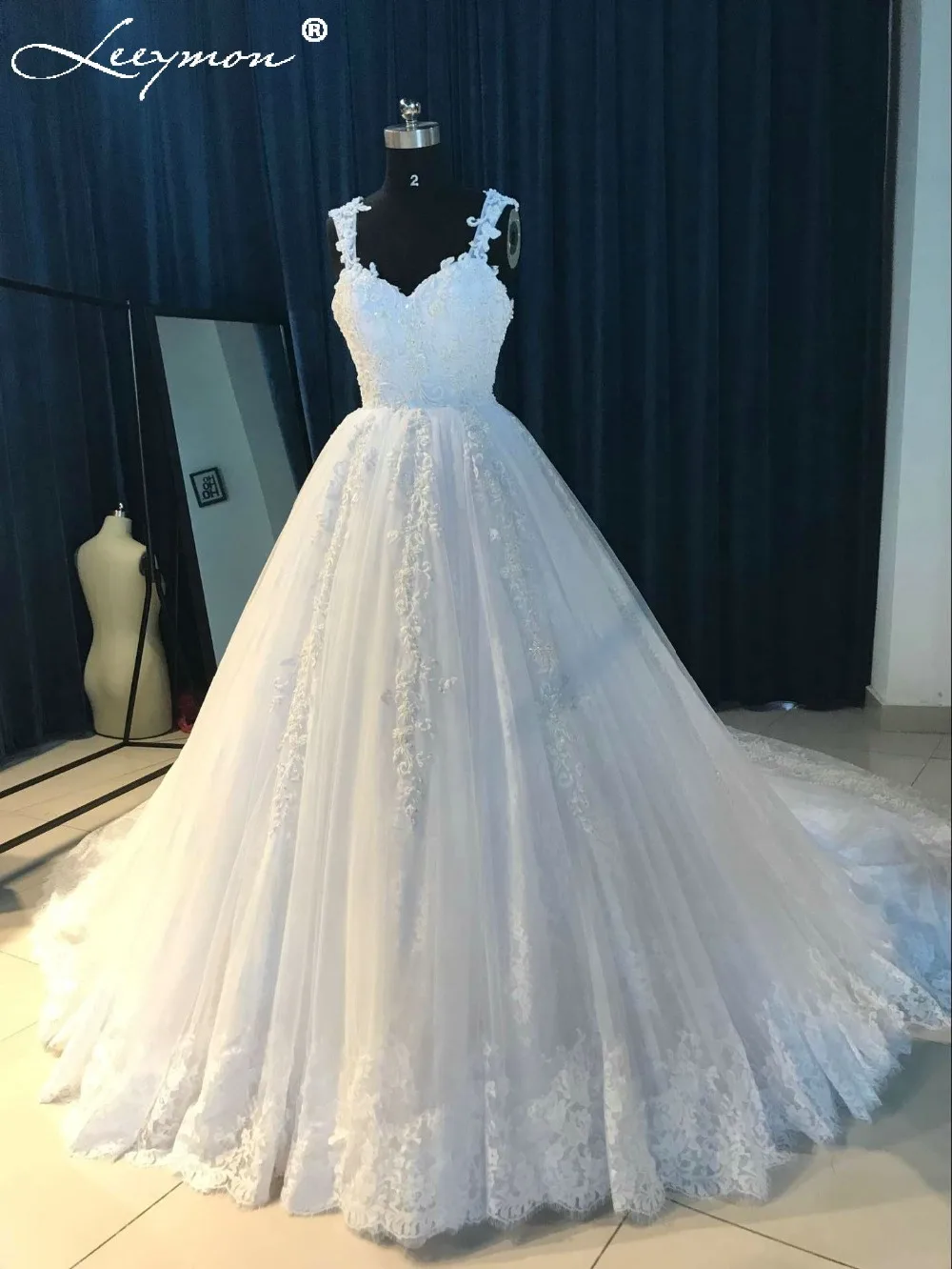 Романтичное Белое кружево принцесса расшитые бисером Свадебные платья 2019 милая