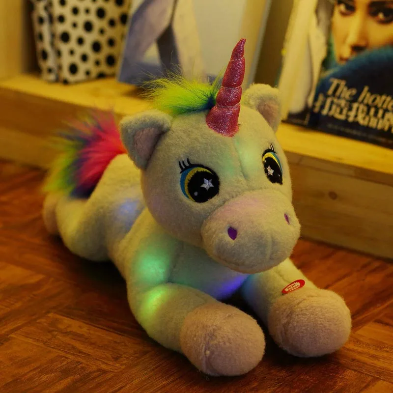 light blue Nooer светодиодный светильник ing Единорог плюшевая игрушка мягкий мигающий Unicornio плюшевая кукла для детей Рождественский подарок на день рождения - Цвет: light blue