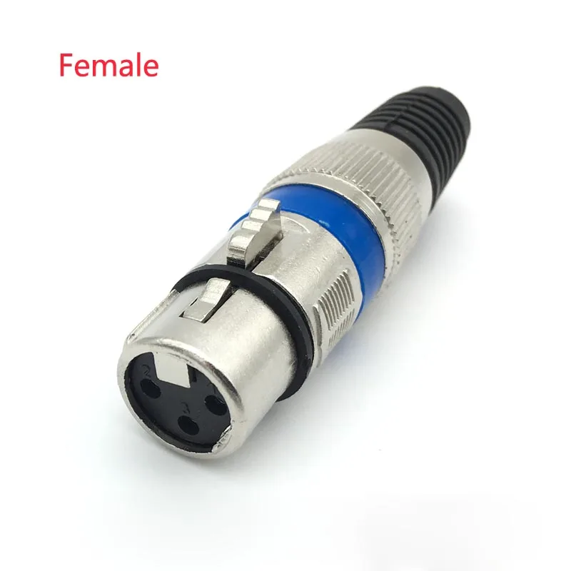 50pcs High Quality XLR Audio Cable Connector 3-core Male and Female 3 Pin Microphone Plug Metal Blue | Компьютеры и офис
