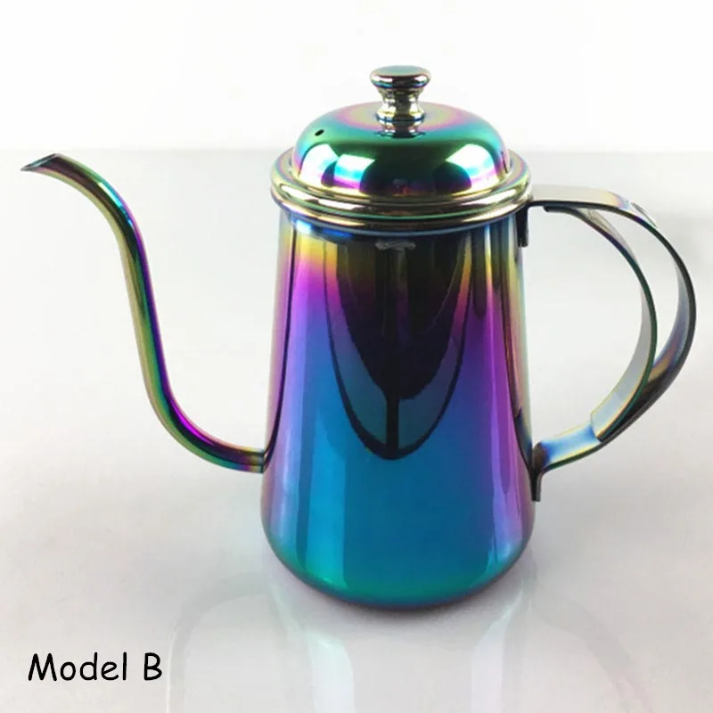 Model B Кофейник с мелким горлышком, чайник, более узкая ручная тупая кастрюля, капельный заваренный кофейный фильтр, чайник, горшок 304 из нержавеющей стали, 650 мл - Цвет: Model B