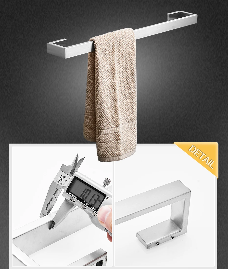 Fapully 304 Stainless Steel 4pcs/Kit Brushed Wall Mount Towel Bar Cloth Hook Paper Holder Bathroom Accessories Sets Hardware