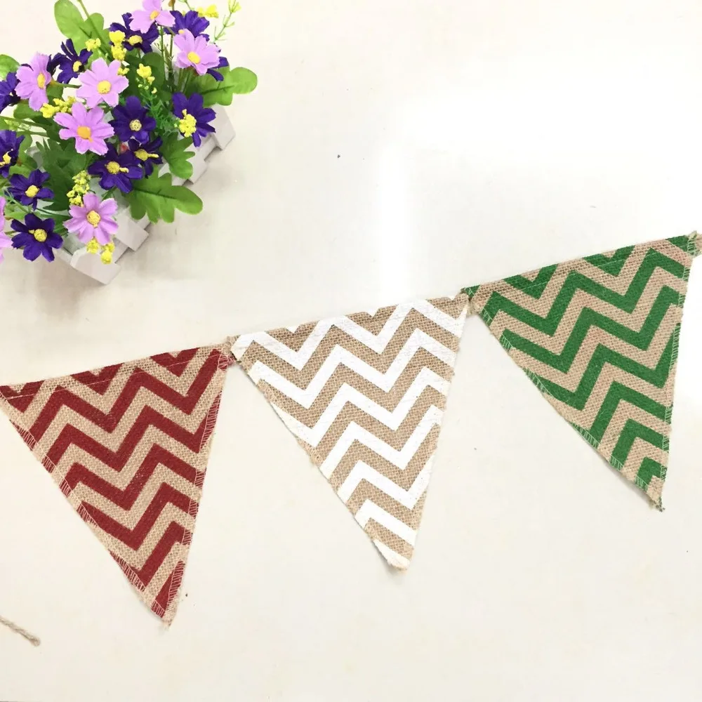 12 шт./компл. треугольная вечеринка на день рождения льняная волна флаг баннер для