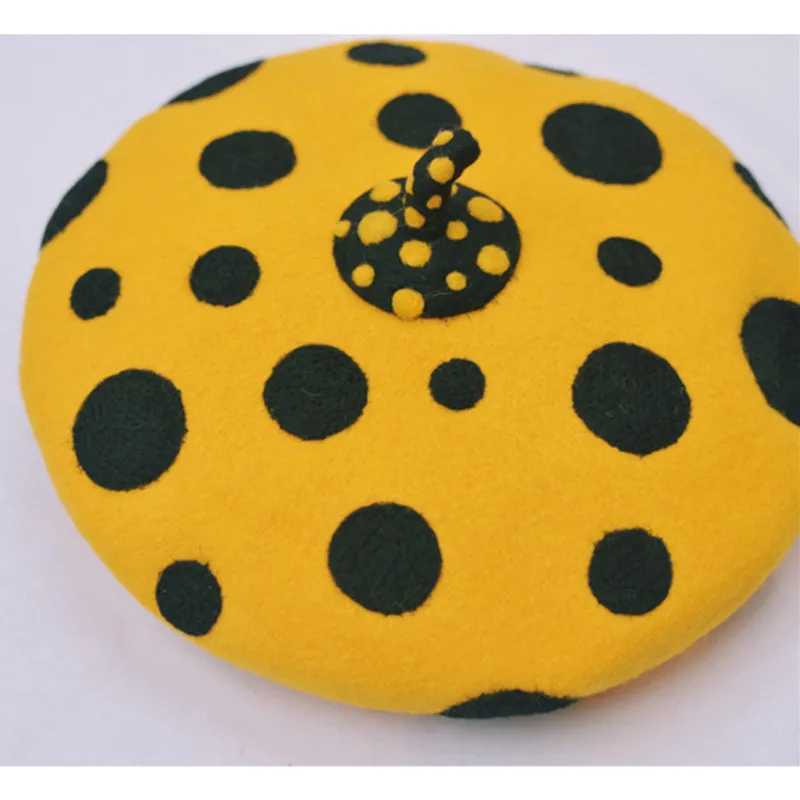 Ручная работа, шерстяной войлок Yayoi Kusama, волнистые тыквенные береты, Креативные украшения для родителей и детей, статуэтки, шапка X1759