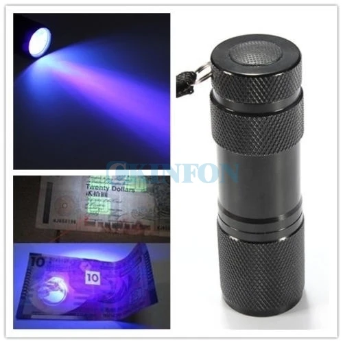 

DHL 100PCS Mini 9 LED Flashlight Ultra Violet UV Blacklight Portable Torch Light Money Detector Lamp AAA Torch Lantern