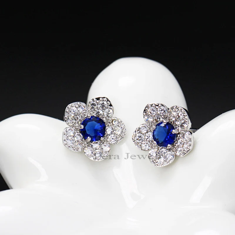 Серьги женские классические с пятилепестками из фианита E108|elegant earrings|earrings