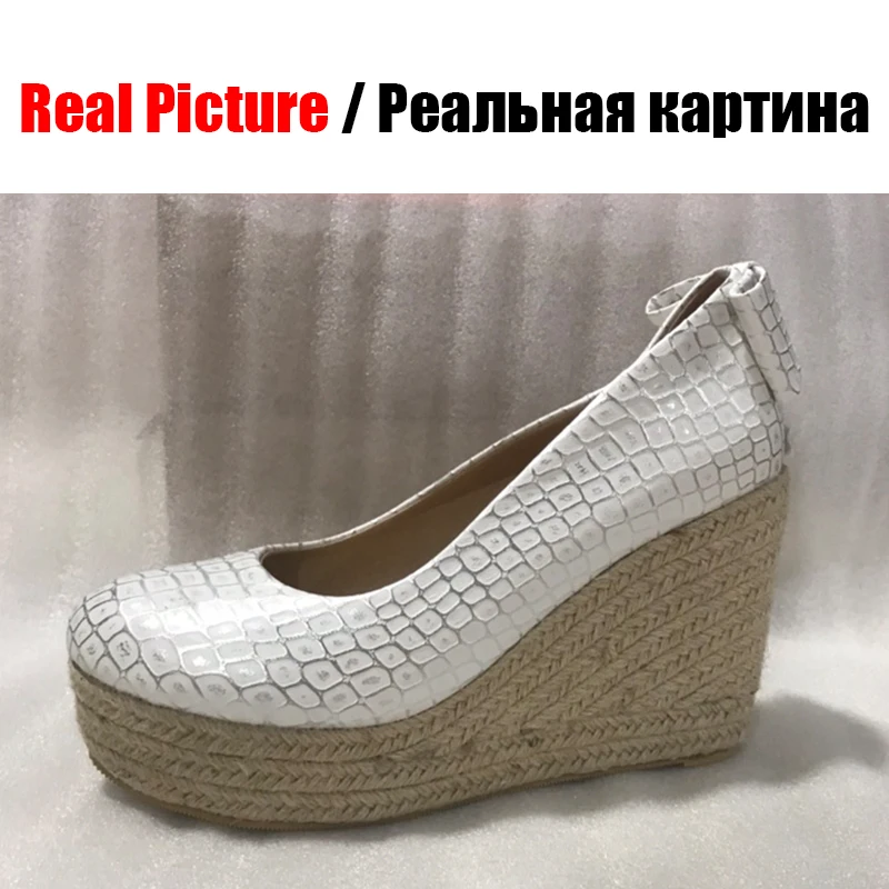BONJOMARISA/модные женские туфли-лодочки с украшениями; сезон весна-осень большие размеры 33-43; милые женские туфли на высокой платформе с бантом