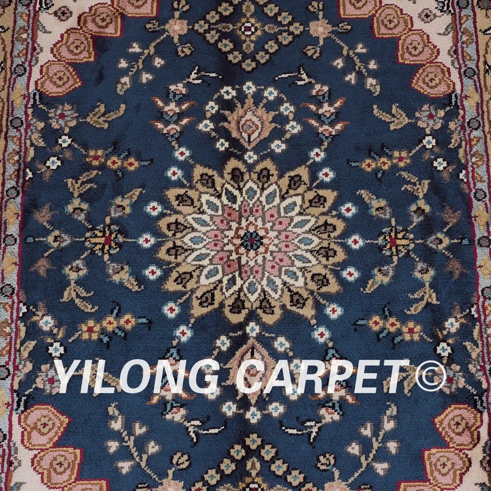 YILONG 2 'x 3' античные турецкие шелковые ковры синий ручной работы шелковый ковер