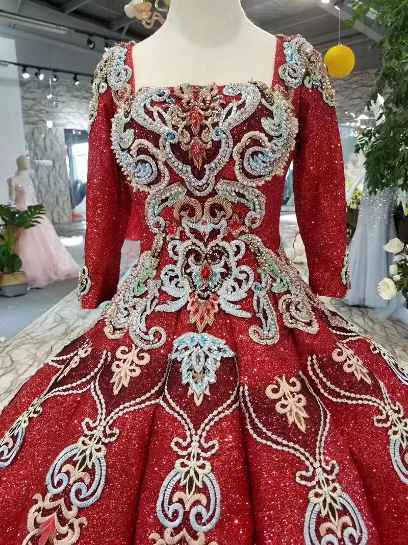 LSS272 красное винтажное платье для свадебной вечеринки с цветными аппликациями