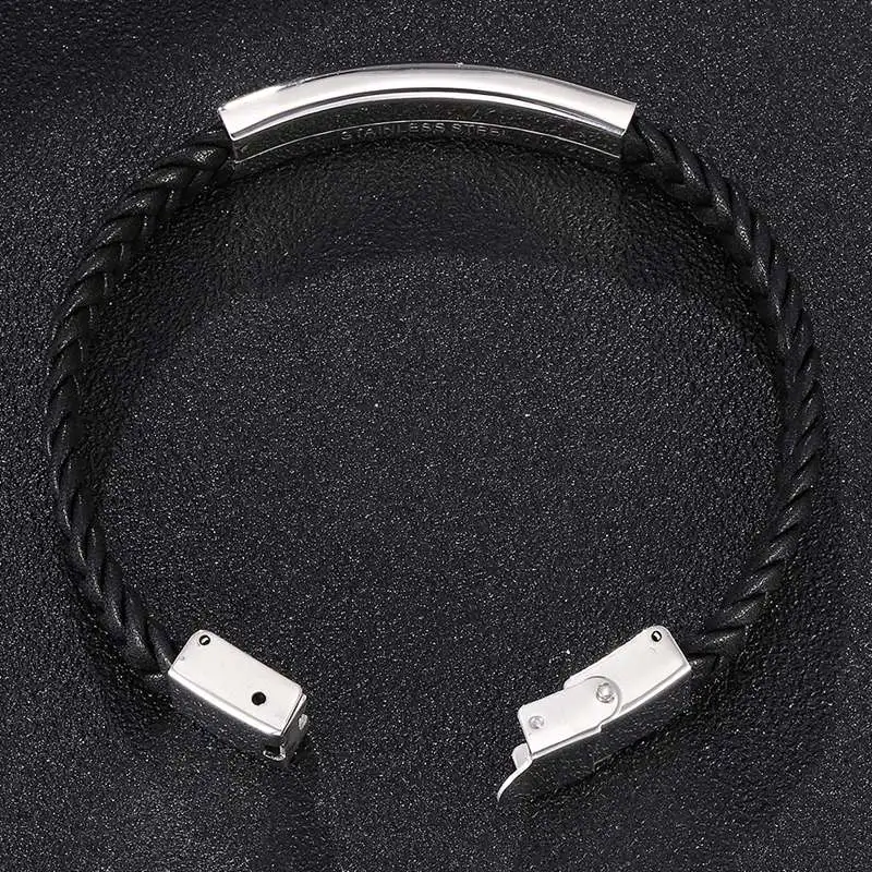 Fashion Leather Bracelets For Men Women Stainless Steel Bar Bangles Casual Jewelry BB0383 | Украшения и аксессуары