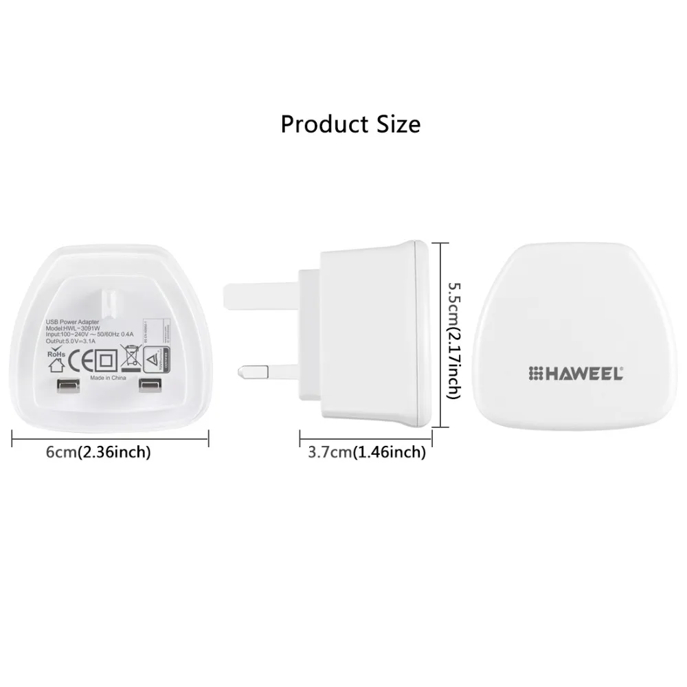 Haweel Универсальное зарядное устройство для iPhone iPad Samsung Huawei XiaoMi|power adapter uk|adapter ukuk plug |