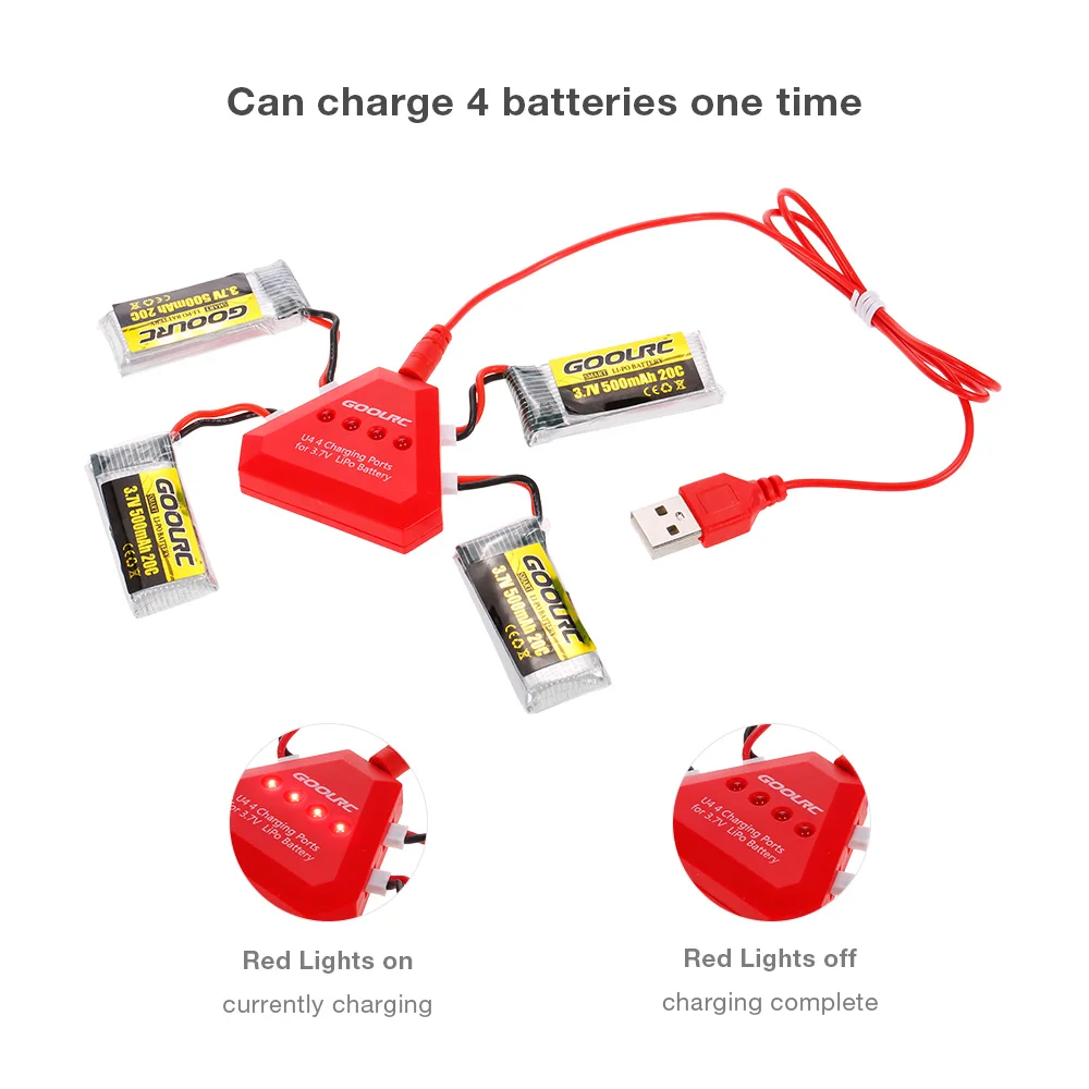 GoolRC 4 шт 3 7 V 500mAh 20C Li-po батарея с в 1 U4 быстрое умное зарядное устройство для T33 JJR/C H43WH