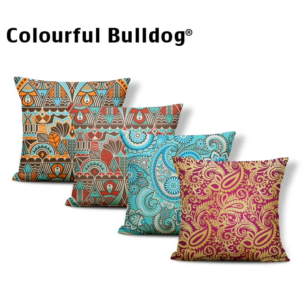 Классические подушки с геометрическим рисунком Пейсли красные волнистые