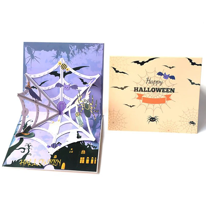 Handmade Cards Horror Spider Paper Greeting Card With Envelope Happy Halloween Party Wedding Invitation Gift | Дом и сад