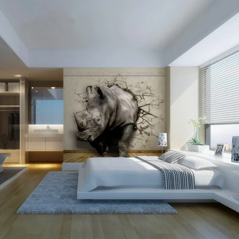 3D фото обои Beibehang реалистичное животное лежащий Рино/Лев/Слон для гостиной