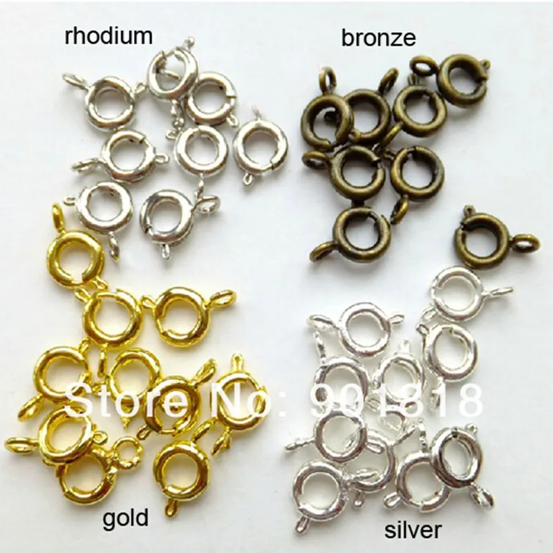 Ckysee 50pcs/lot Antique Gold Bronze Silver Rhodium Metal Crimps Spring Clasps 6mm For Diy Jewelry Making | Украшения и