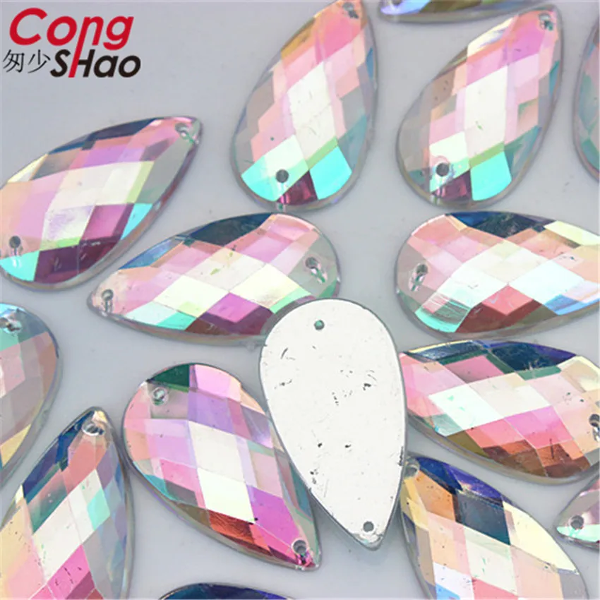 Цветные акриловые стразы Cong Shao 50 шт. 16*30 мм AB кристаллы с плоской задней стороной