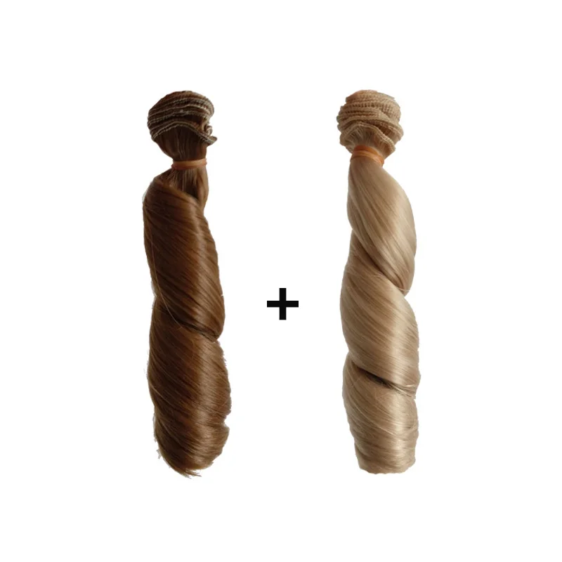 

2PCS/LOT Hot Sale 15CM SD BJD Handmade DIY Doll Wig Hair Brown Color Curly Hair For Dolls