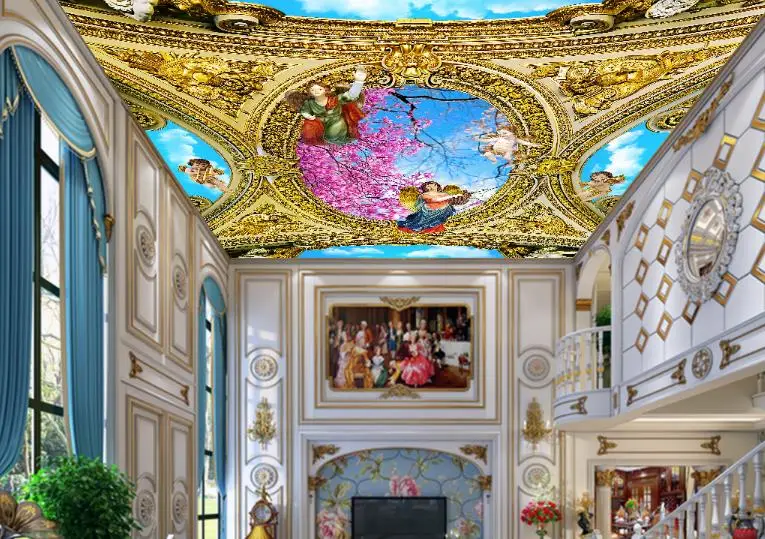 

3D Ceiling Wallpaper European angel Wall Murals For the living room bedroom ceiling wall papel de parede