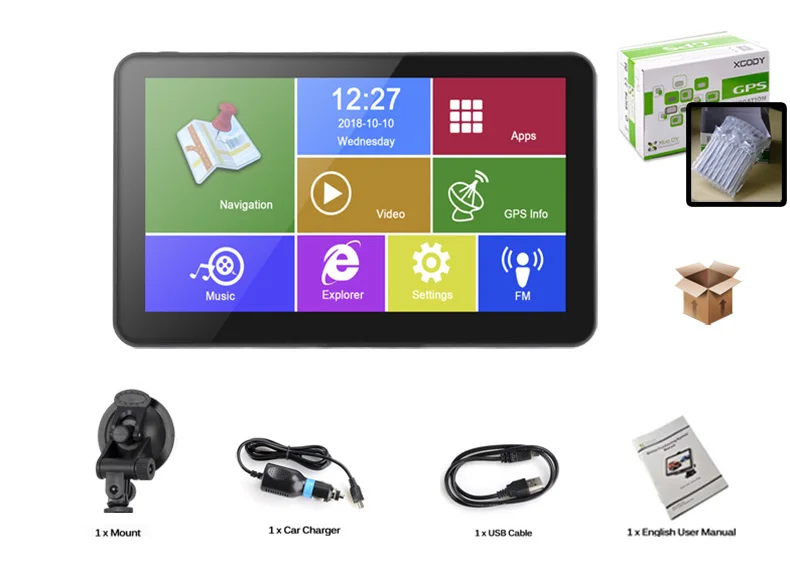 XGODY Android Автомобильный gps навигатор 7 дюймов HD грузовик навигатор 512 Мб 16 Гб WiFi планшетный ПК TF FM Navitel США AU ЕС карта