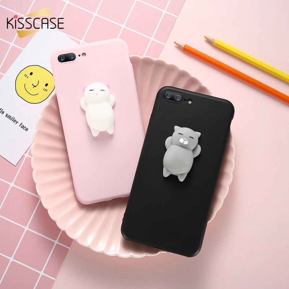 2018 New Kisscase Cat Чехол для iPhone X 8 7 6 S Plus 5S 5 SE милый мультфильм мягкая кукла samsung Galaxy Note S8