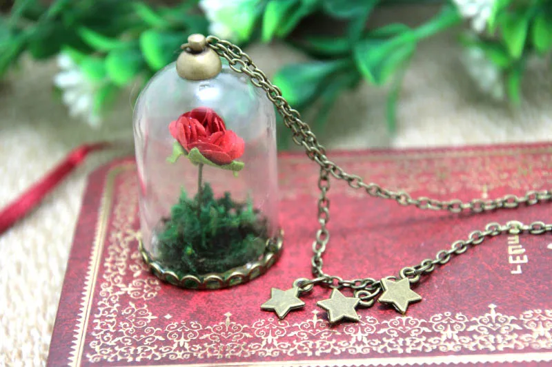 12pcs/lot The Little Prince Rose INSPIRED Necklace Glass Dome bronze tone chain Le Petit - fox charm | Украшения и аксессуары
