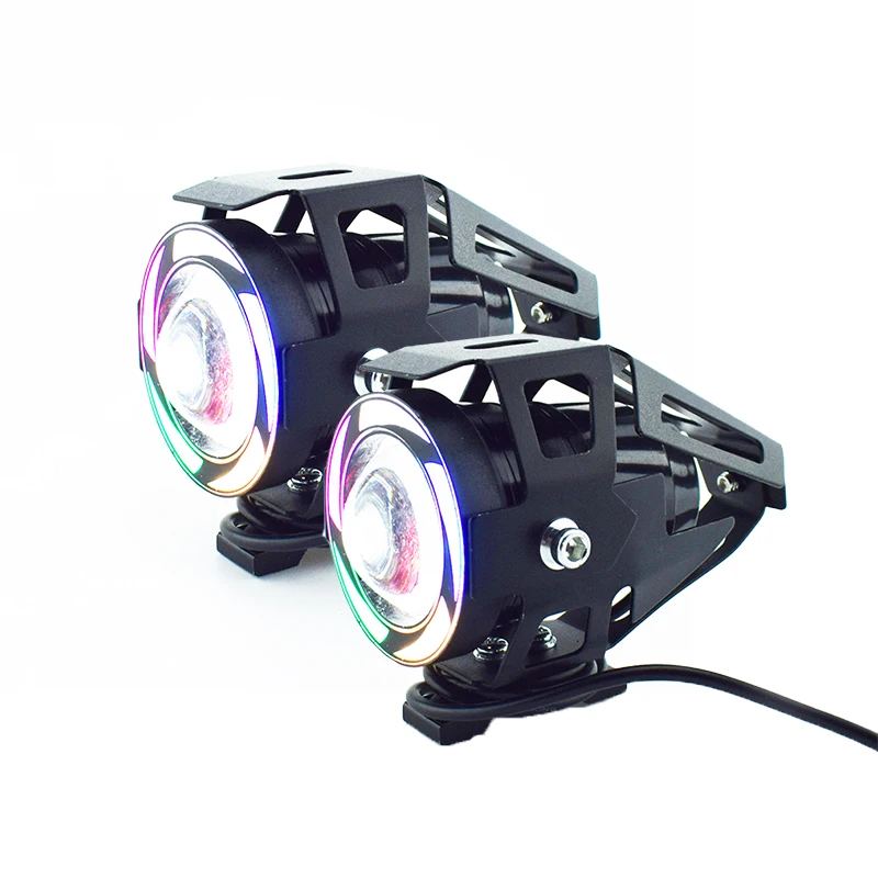 

Motorcycle work lamp LED moto Headlights 12V 125w angel eyes lamp Spotlight Motorbikr Fog lamp 5Color moto auxiliary lamp