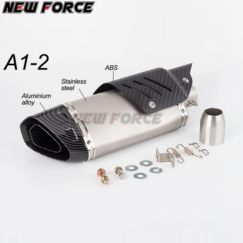 A1-2 Мотоцикл Akrapovic выхлопной модифицированный глушитель труба скутер питбайк грязи Мотокросс Универсальный R6 ZX6R Z900 GSXR750 DUKE690 - Цвет: A1-2