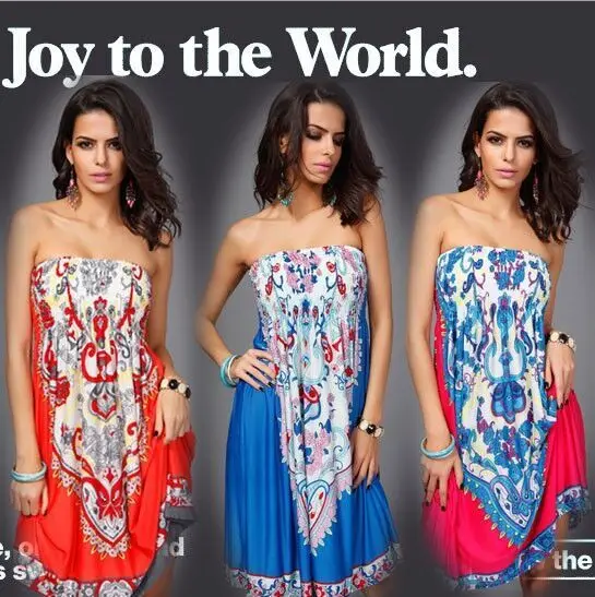 Bohocotol Hot Sale Design Sexy Sundress Women Floral Pattern Printed Vintage Summer Dress Bohemian Paisley Totem Beach | Женская одежда