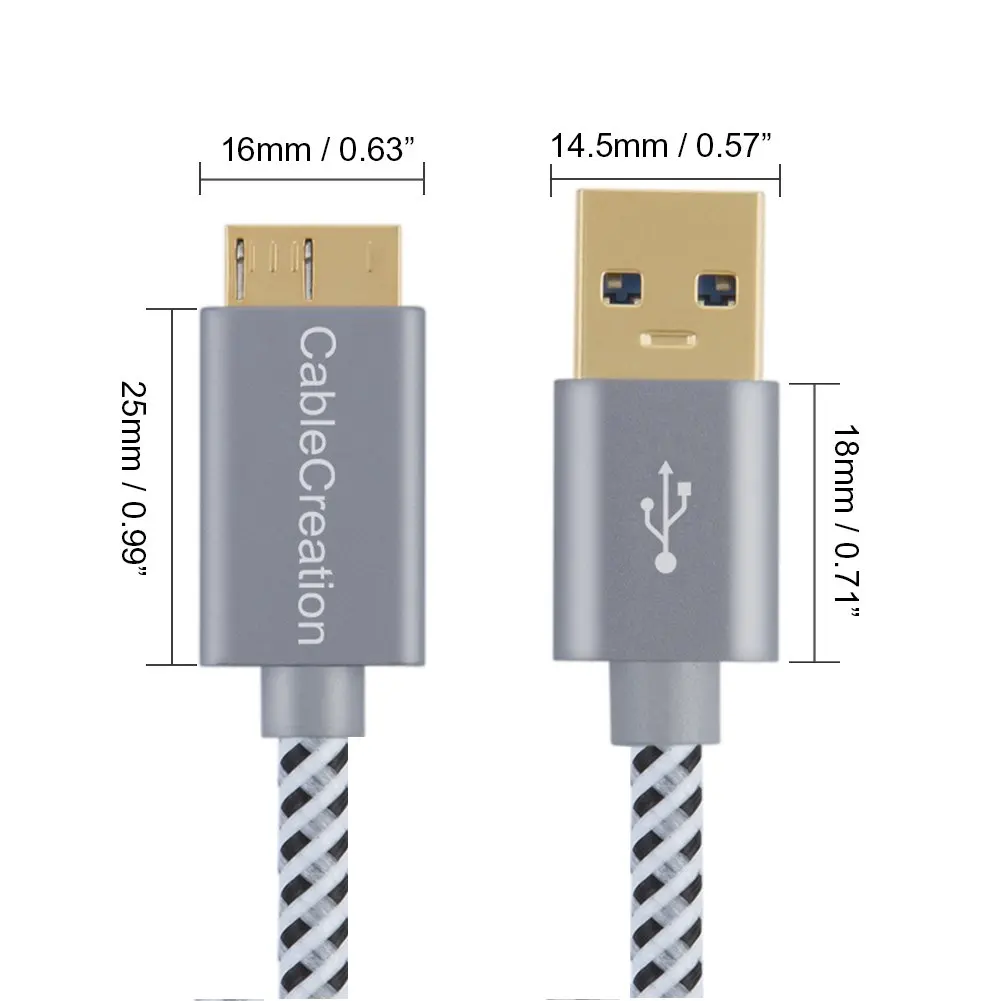 Micro-Кабель USB 3 0 короткий A к Micro B совместимый внешний жесткий диск HD камера серый