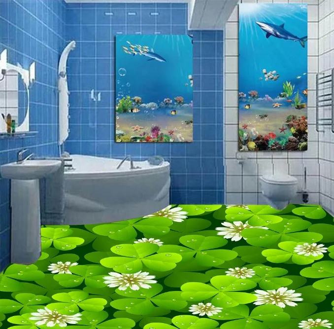 

[Self-Adhesive] 3D Flower Green Leaves 2 Non-slip Waterproof Photo Self-Adhesive Floor Mural Sticker WallPaper Murals Print