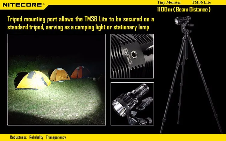NITECORE TM36 Lite 1800 люмен SBT-70 светодиодный фонарик перезаряжаемый прожектор 1100 м дальность луча без 18650 батареи