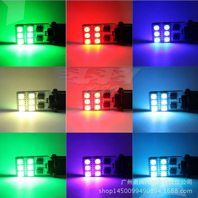 2x5050 SMD RGB T10 194 168 W5W автомобильный светильник для чтения на танкетке 12 Светодиодный