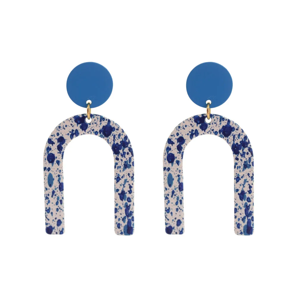 Женские Геометрические серьги HUIDANG цветные лакированные u образные