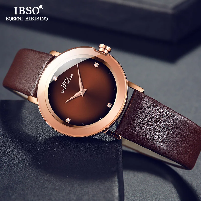 IBSO женские часы новые женские модные наручные часы Reloj Mujer женские мужские кожаные кварцевые часы женский подарок на день#2319
