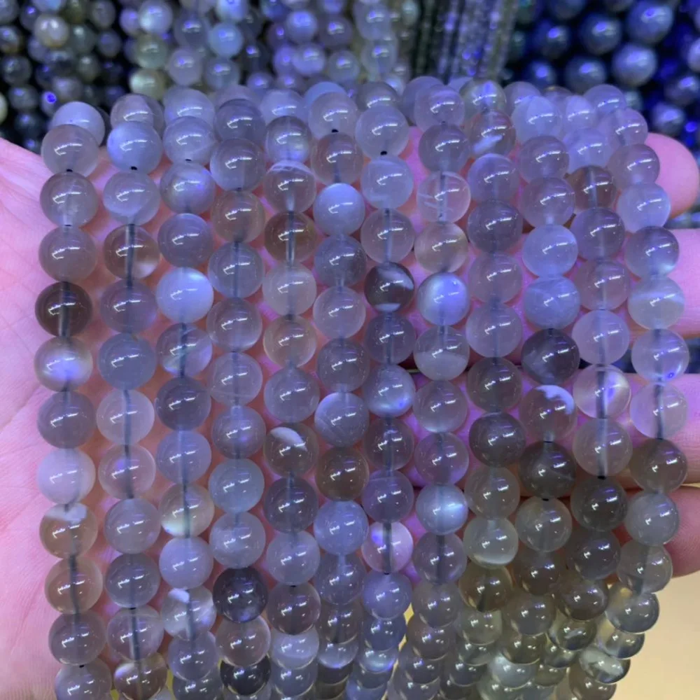 Серый лунный камень бусы с натуральными драгоценными камнями DIY свободные бусины для изготовления ювелирных изделий strand 1" оптом