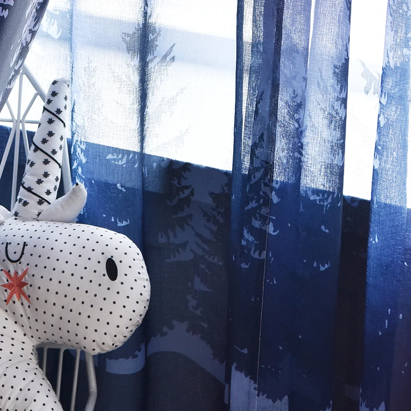 Blue Tulle Curtains Современные звездное небо затемненные шторы для гостиной полые окна затемненные шторы для детской спальни Rideaux Enfant Cortinas - Цвет: Blue Tulle Curtains