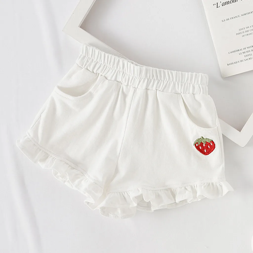 Летние детские милые брюки для маленьких девочек шорты с оборками карамельных