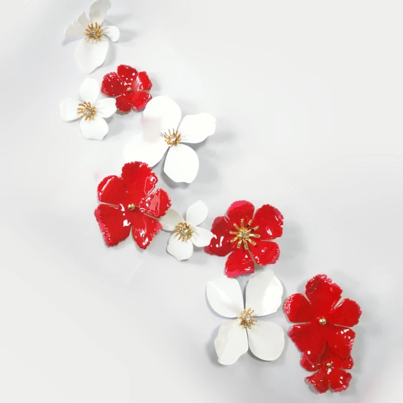 Женские серьги с розовым цветком вечерние из ткани бахромой и жемчугом ювелирные