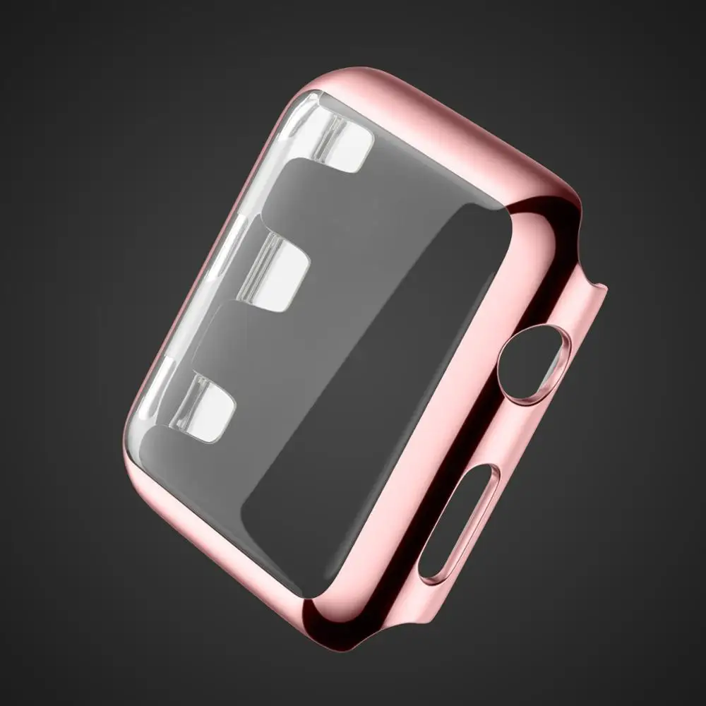 Rose Pink Защитная крышка для Apple Watch, чехол с гальваническим покрытием, пластиковый жесткий компьютер 38 мм/42 мм для Apple Watch Series 3 и Series 2 - Цвет ремешка: Rose Pink
