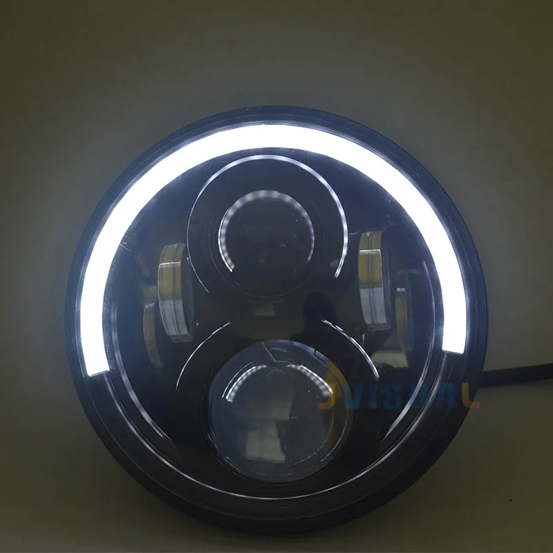 7 &quotDRL фара мотоцикла светодиодный проектор 883 черный H4 Фары для Jeep CJ Wrangler Land Rover