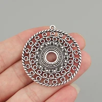 8pcs vintage tone metal hollow open round filigree charms pendants for necklace finding jewelry making 42mm